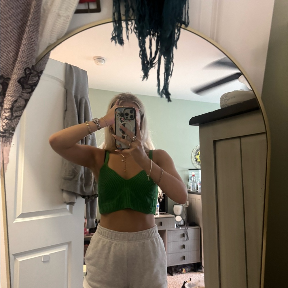 Wild Fable Vibrant Green Ribbed Tank Top